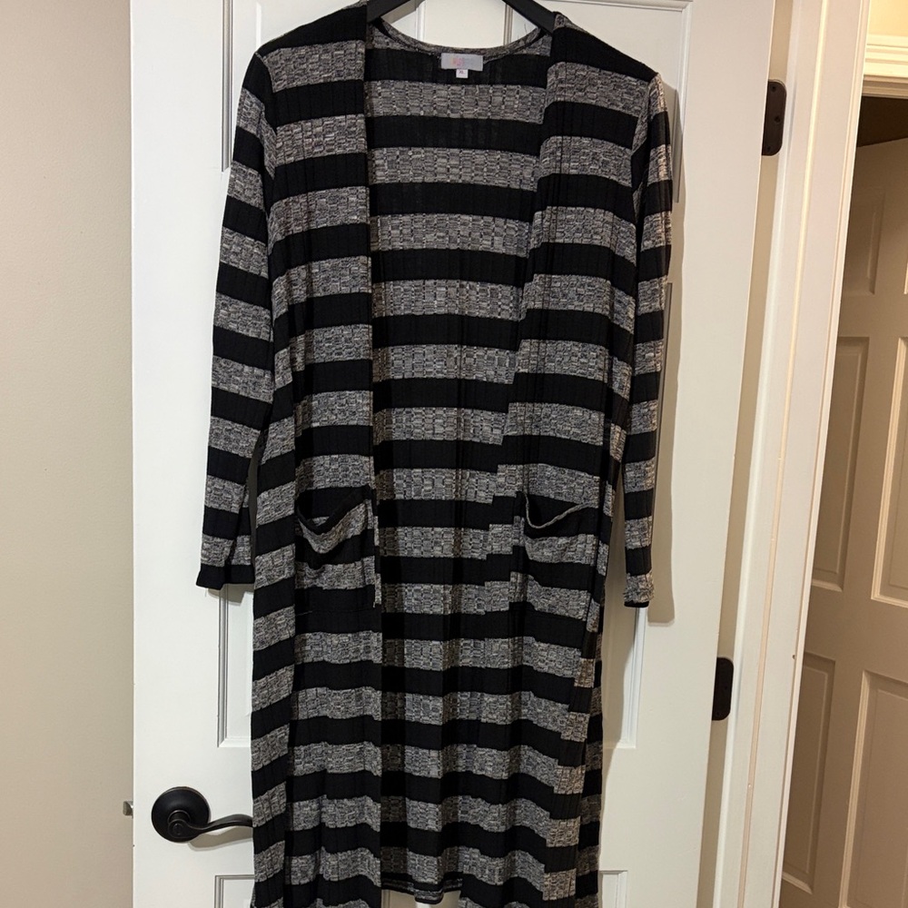 LULAROE - Black and Gray Striped Cardigan